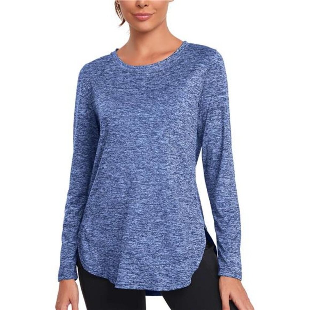 Women's Long Sleeve Workout Shirts Running Yoga Tops Athletic Sport Tee